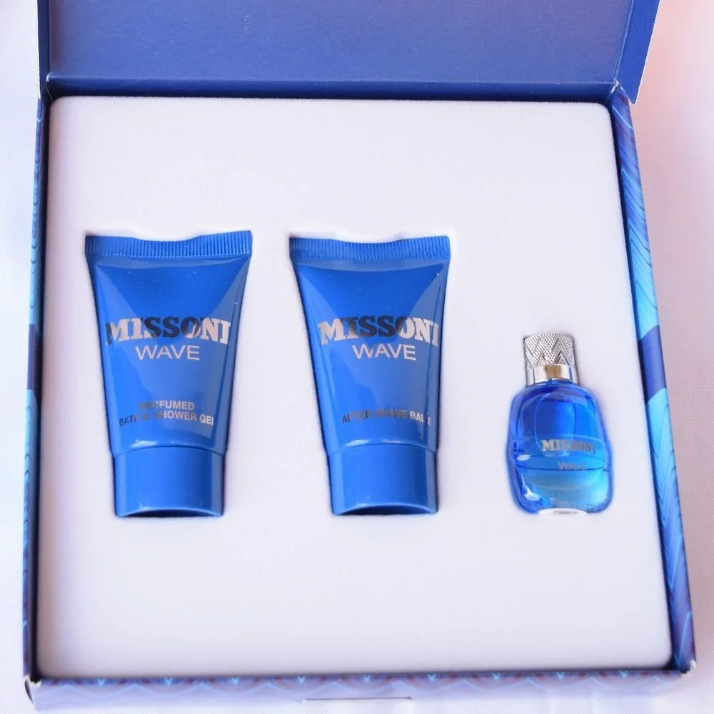 Missoni Wave EDT Gift Set-Mini 5ml&Shower Gel &After Shave 2x25ml-3pc-BOXED-NEW